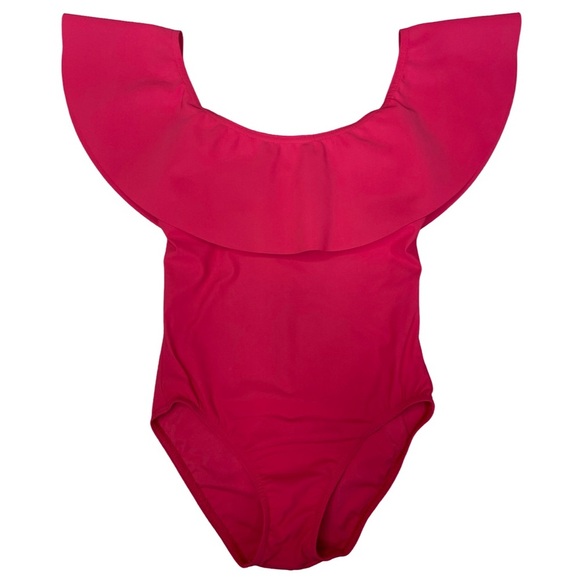 Karla Colletto Red Off Shoulder One Piece Swimsuit – Size 6 | Designer Swimwear - Picture 5 of 15